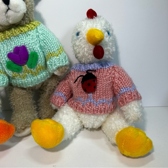 1999 HUGFUN Int’l Plush Wearing Sweater Lot Of 3 Bunny Chicken And Duck 9” - Picture 7 of 7